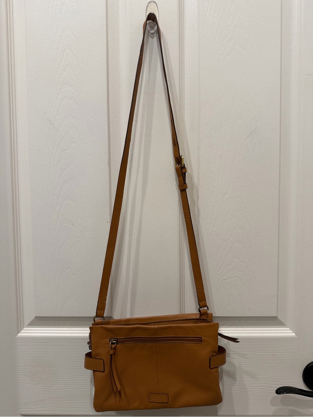 Lodis San Tropez Crossbody Bag Tan Pebbled Leather Adjustable Strap